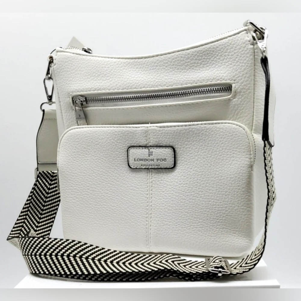 Janice Multi-Pocket Crossbody by London Fog | WHITE with Adjustable Strap